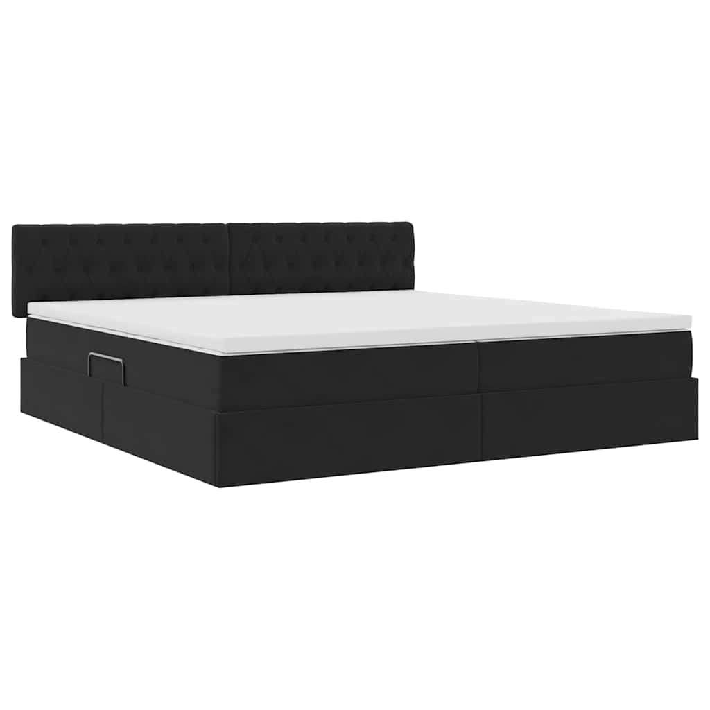 Krevet s od storage s uzglavljem Crna 200 x 200 cm Baršun