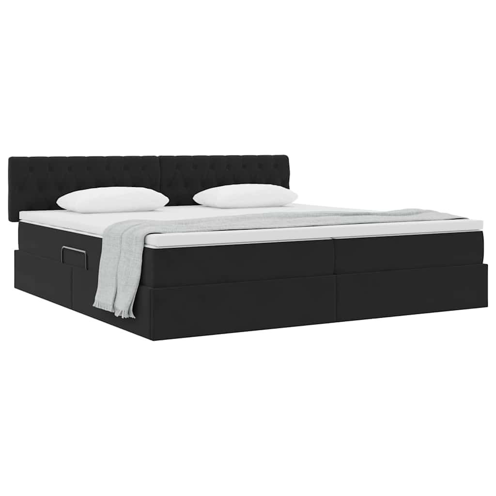 Krevet s od storage s uzglavljem Crna 200 x 200 cm Baršun