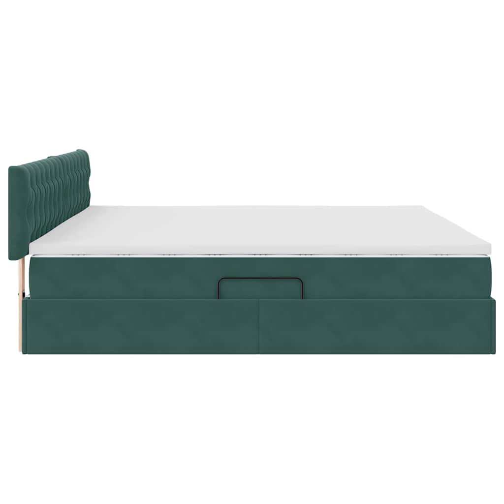 Krevet s od storage s madracem Tamnozelena 200 x 200 cm Baršun
