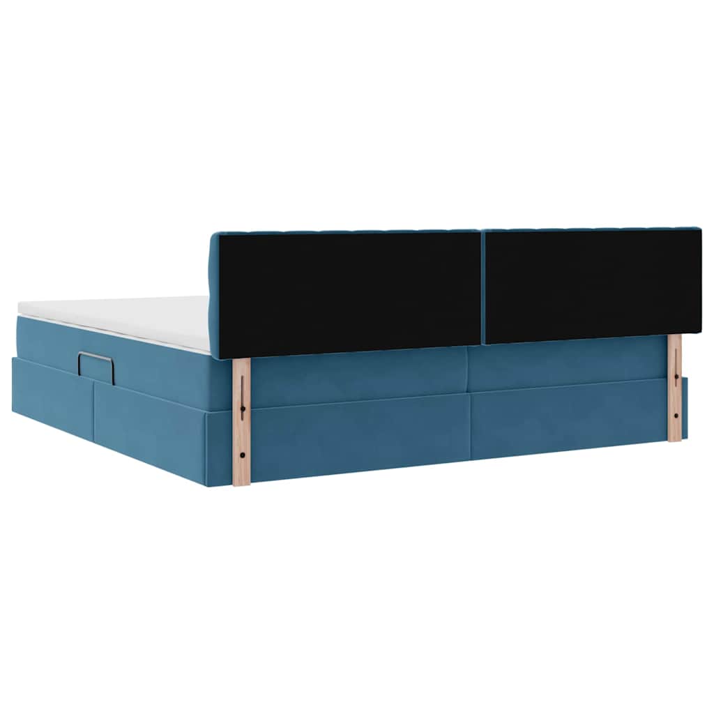 Krevet s od storage s madracem Tamno plava 200 x 200 cm Baršun