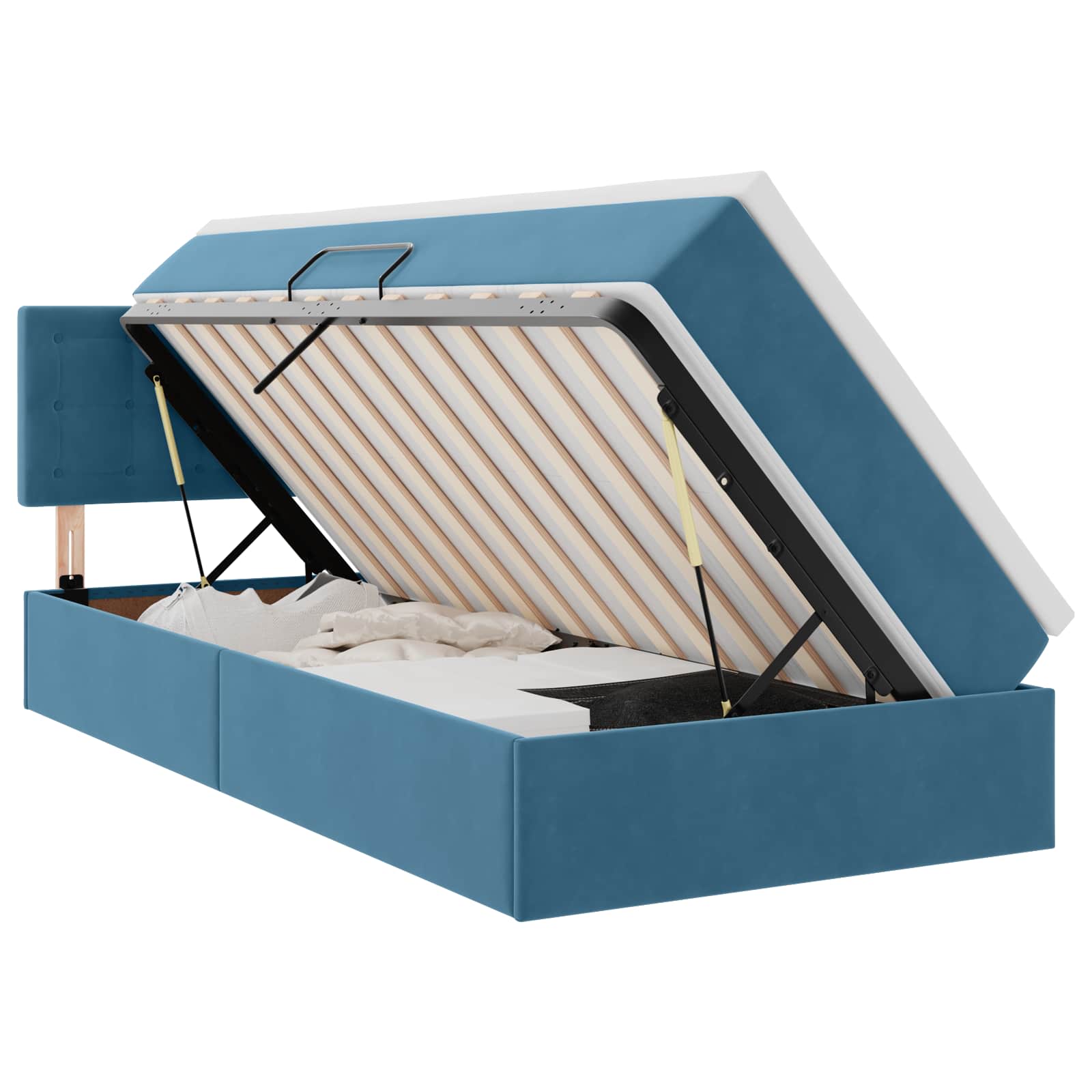 Krevet s od storage s uzglavljem Tamno plava 90 x 190 cm Baršun