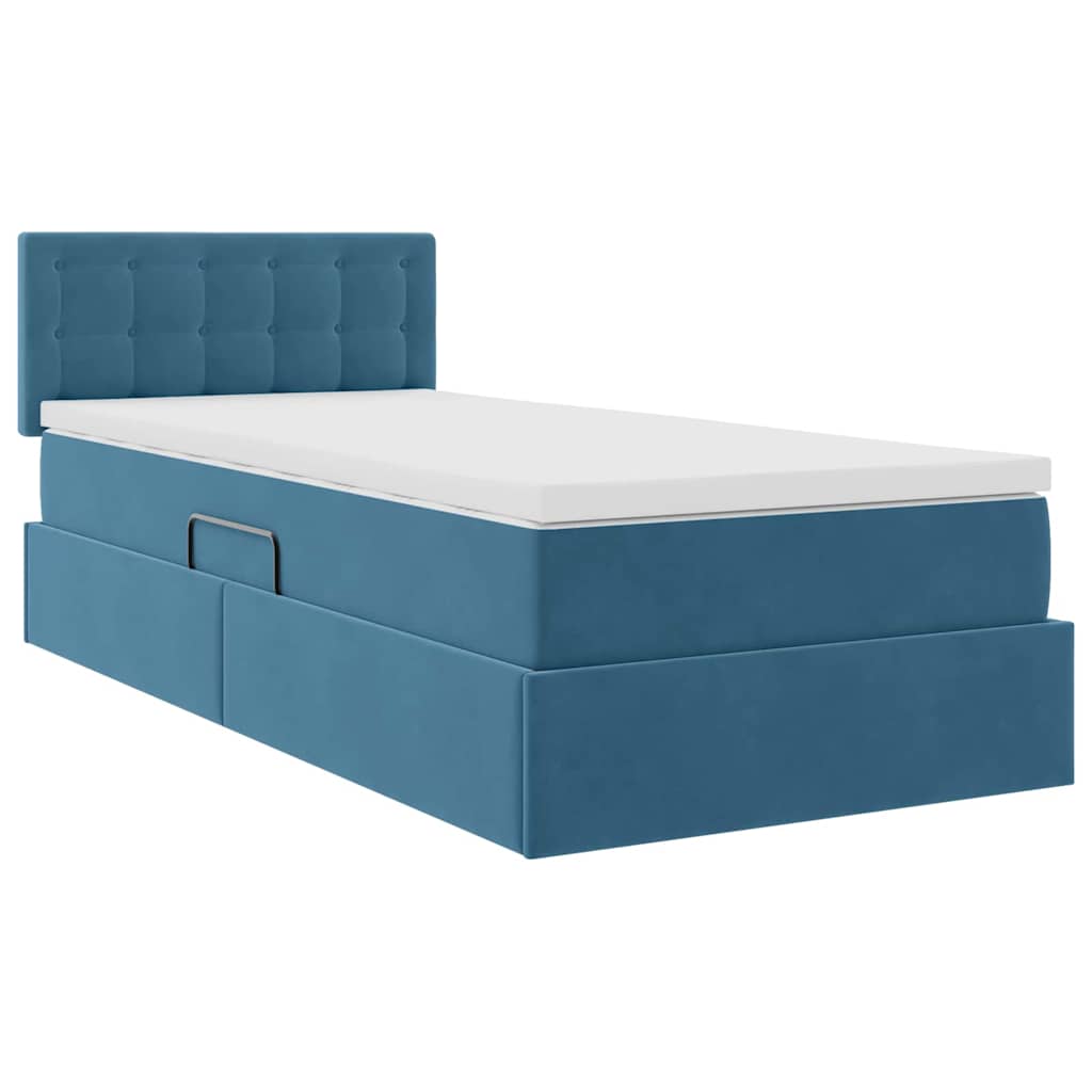 Krevet s od storage s uzglavljem Tamno plava 90 x 190 cm Baršun