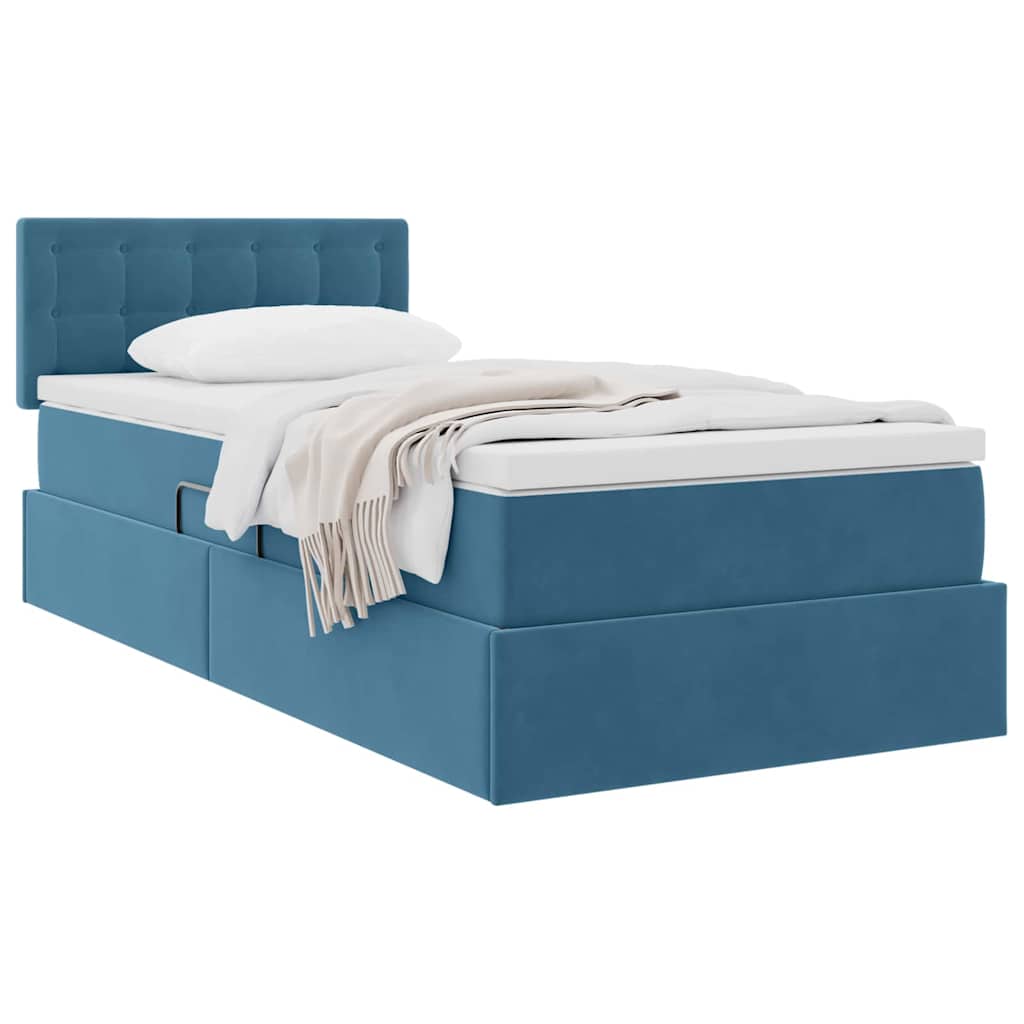 Krevet s od storage s uzglavljem Tamno plava 90 x 190 cm Baršun