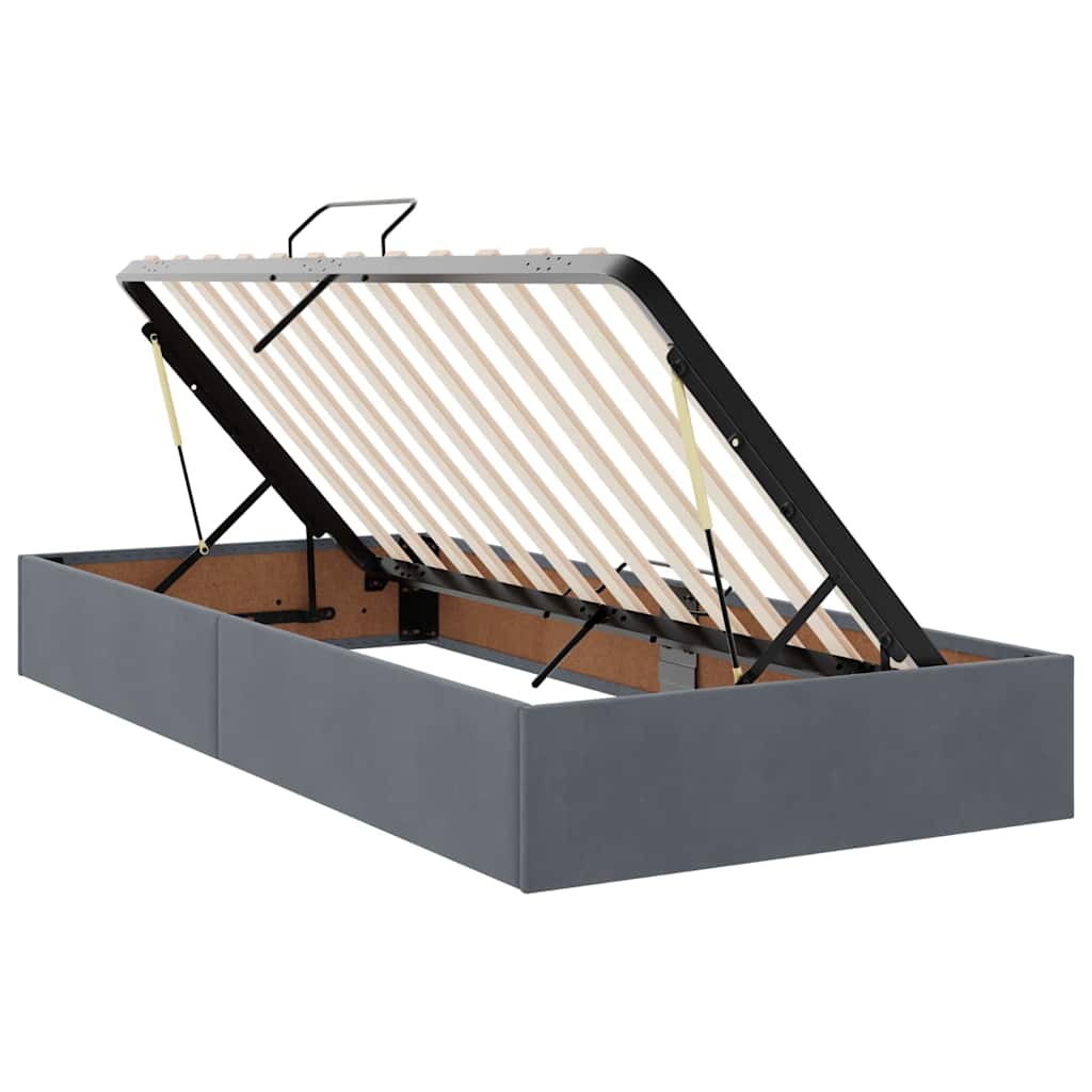 Krevet s od storage s madracem Tamno siva 90 x 200 cm Baršun
