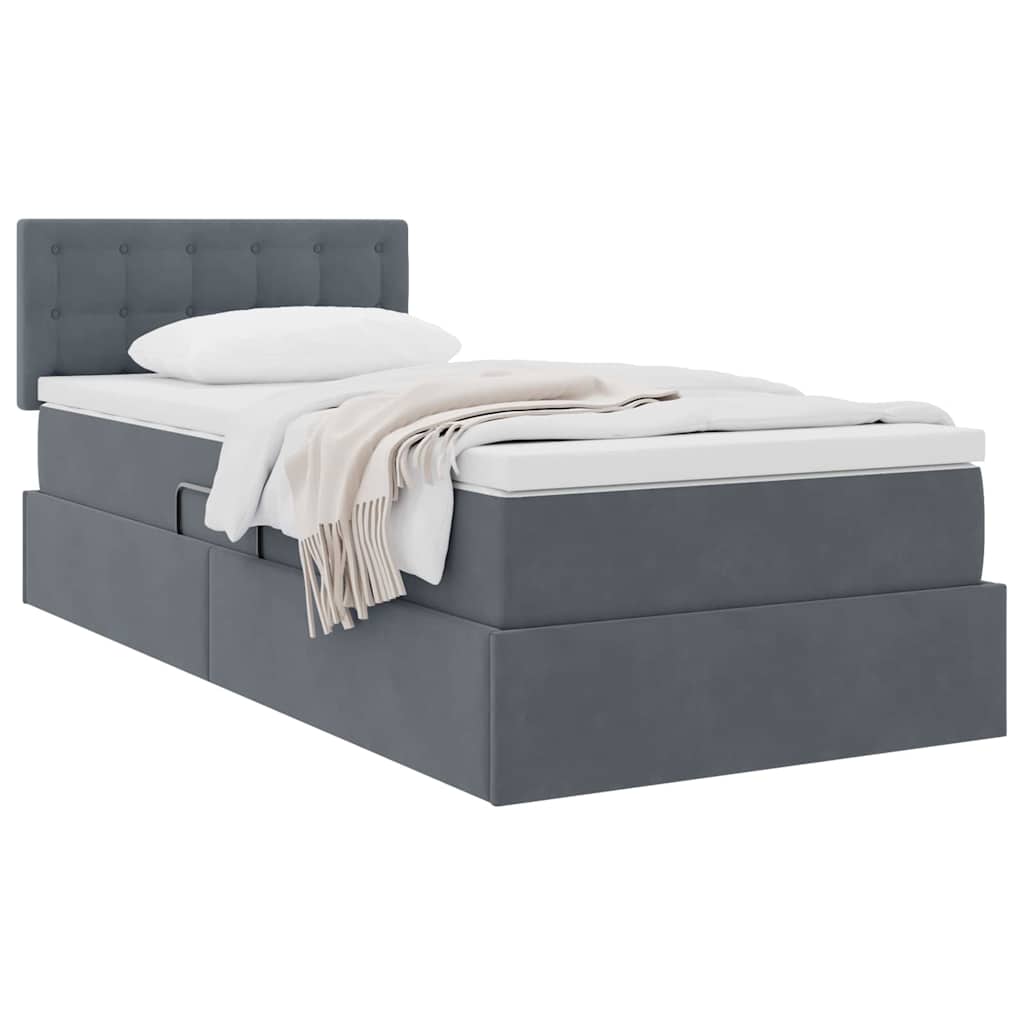 Krevet s od storage s madracem Tamno siva 90 x 200 cm Baršun
