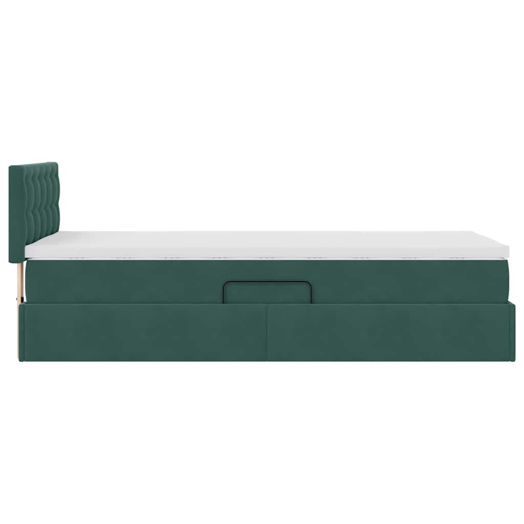 Krevet s od storage s madracem Tamnozelena 90 x 200 cm Baršun