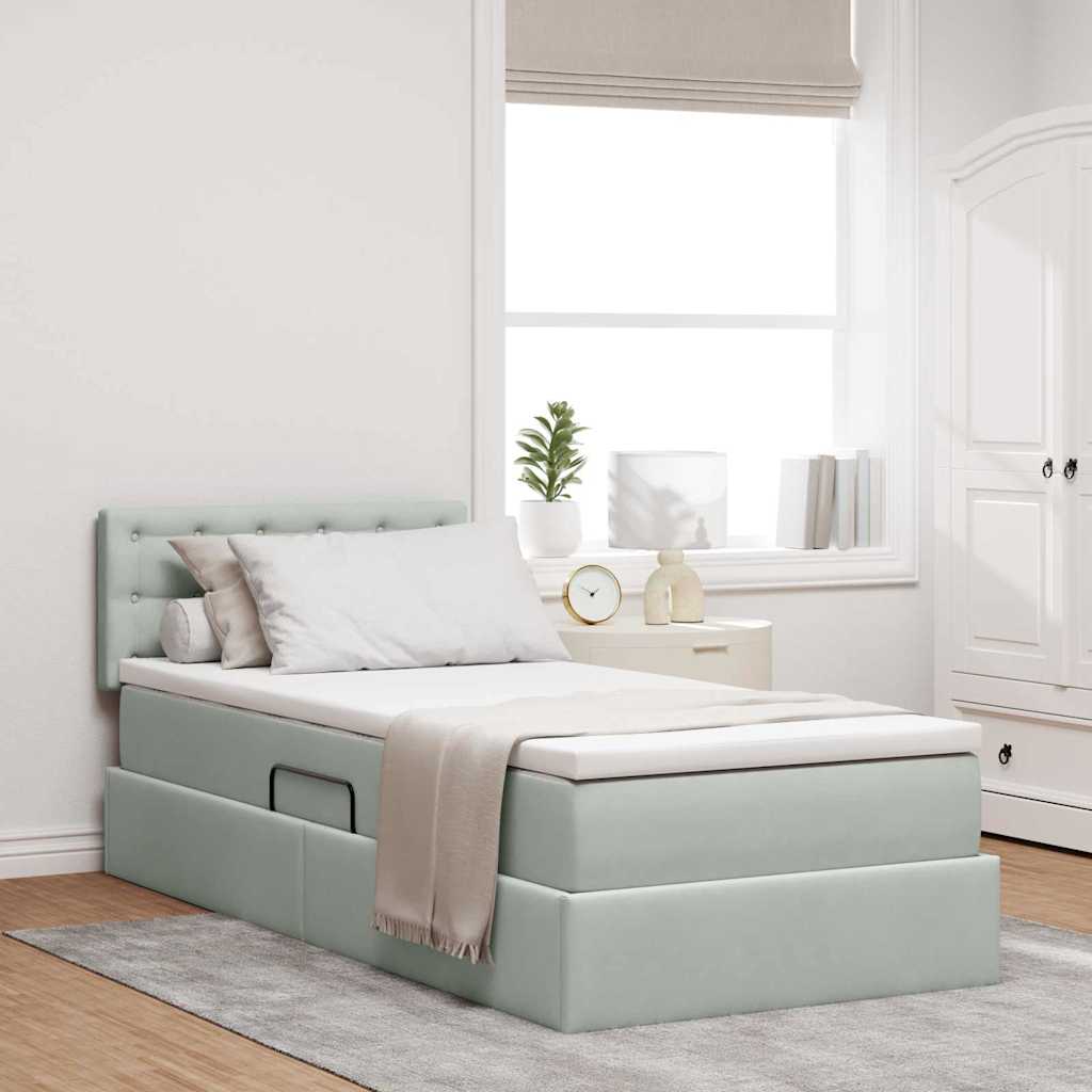 Krevet s od storage Svijetlo siva 100 x 200 cm Baršun