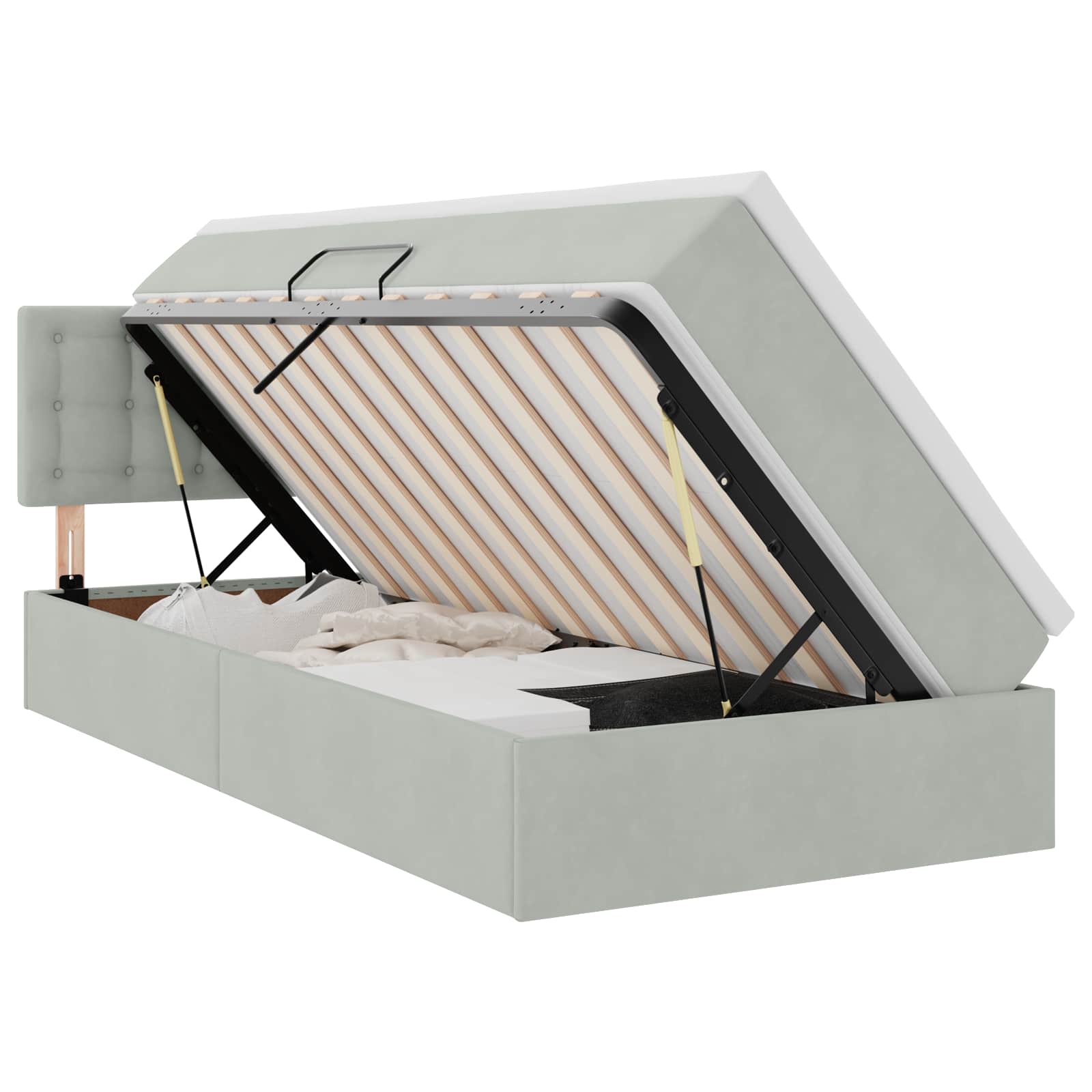 Krevet s od storage Svijetlo siva 100 x 200 cm Baršun