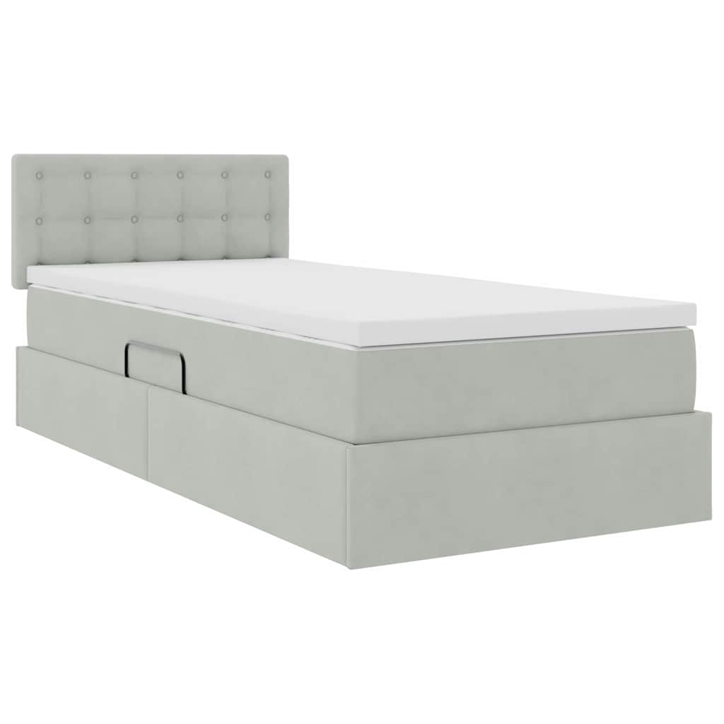 Krevet s od storage Svijetlo siva 100 x 200 cm Baršun