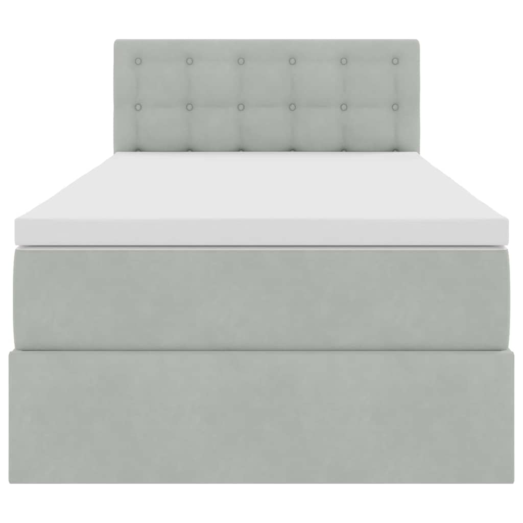 Krevet s od storage Svijetlo siva 100 x 200 cm Baršun