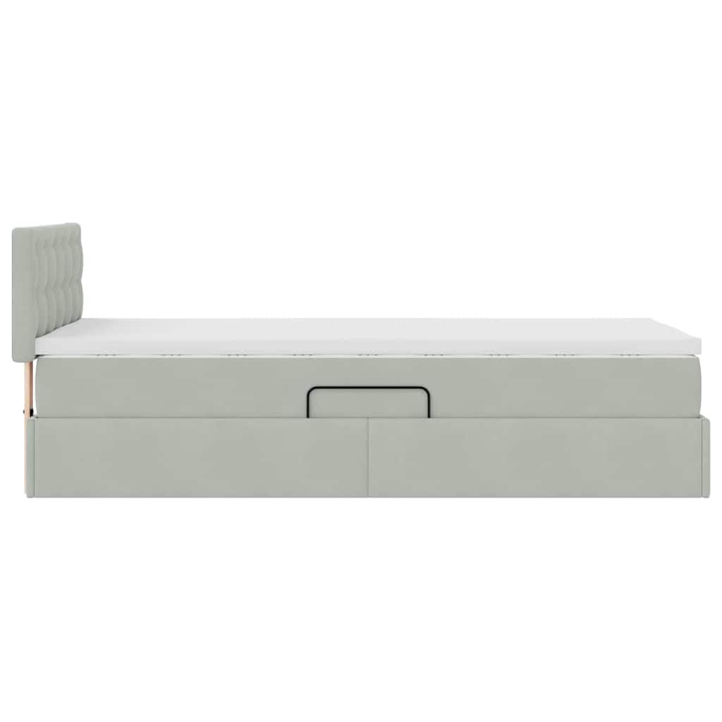 Krevet s od storage Svijetlo siva 100 x 200 cm Baršun