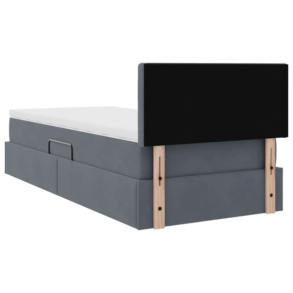 Krevet s od storage s madracem Tamno siva 100 x 200 cm Baršun