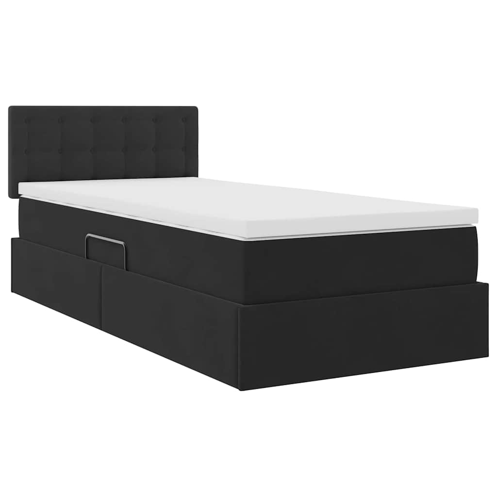 Krevet s od storage s madracem Crna 100 x 200 cm Baršun