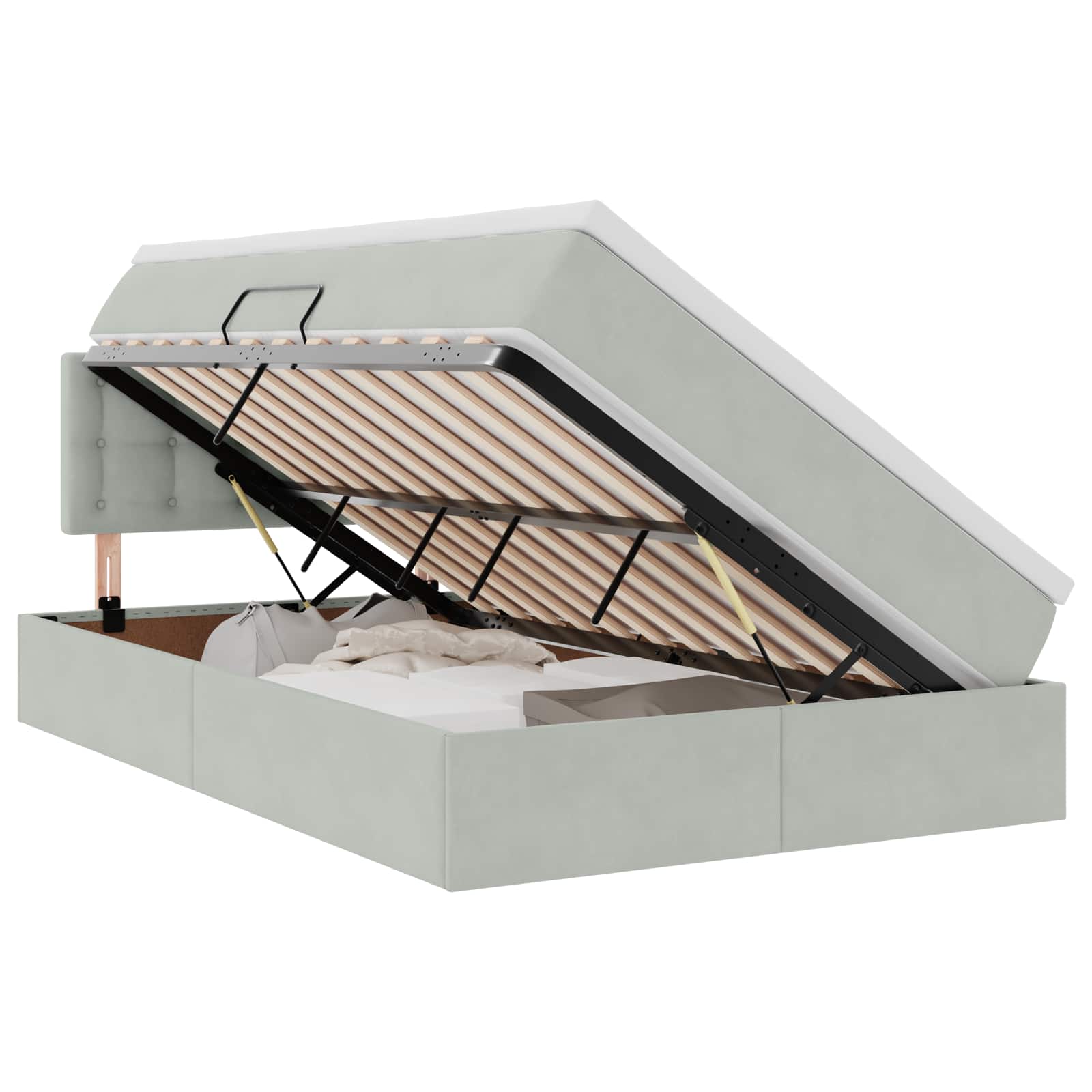 Krevet s od storage Svijetlo siva 120 x 190 cm Baršun