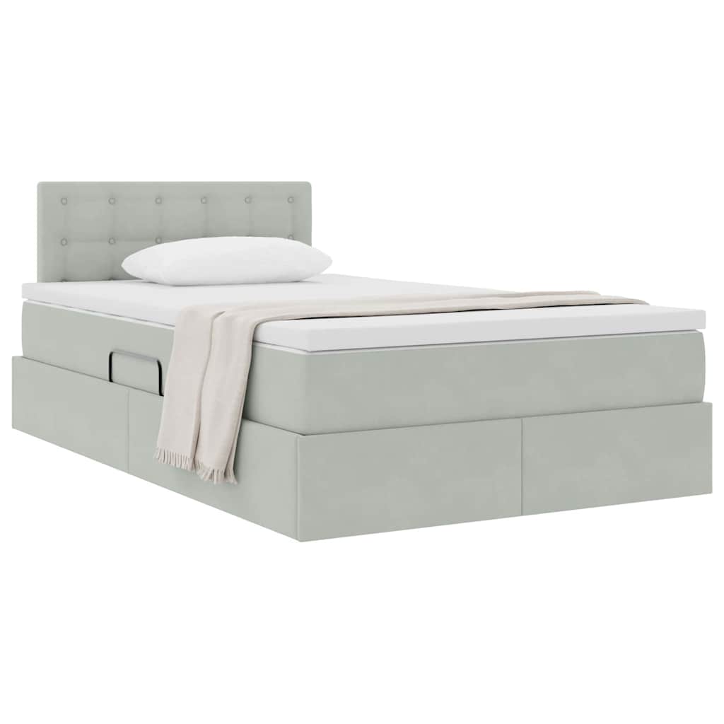 Krevet s od storage Svijetlo siva 120 x 190 cm Baršun