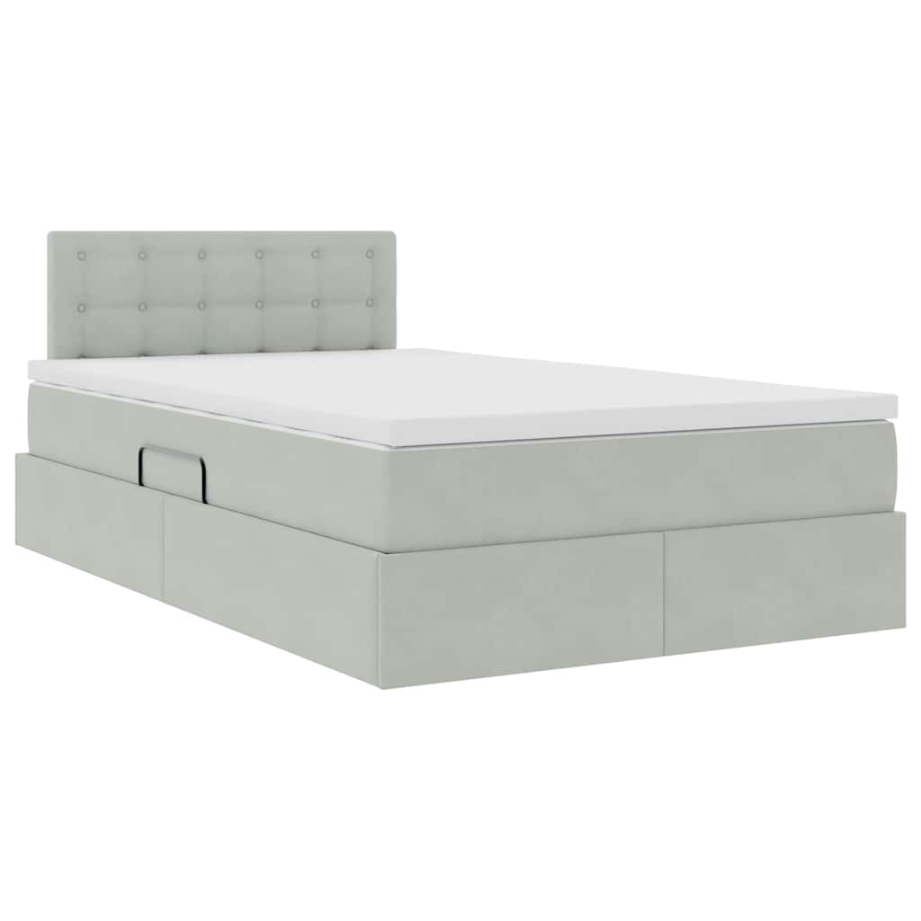 Krevet s od storage Svijetlo siva 120 x 200 cm Baršun