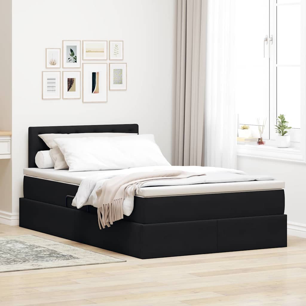 Krevet s od storage s madracem Crna 120 x 200 cm Baršun