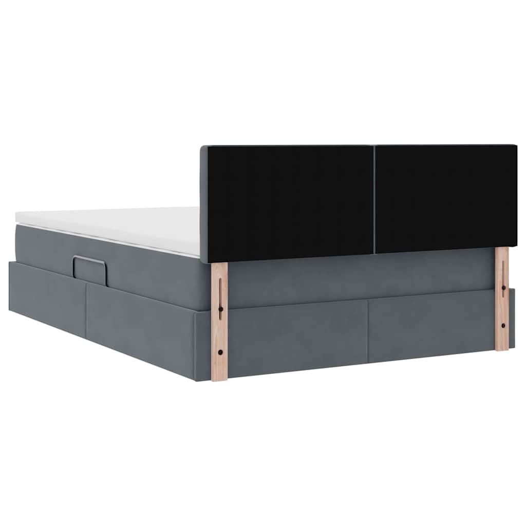 Krevet s od storage s madracem Tamno siva 140 x 200 cm Baršun