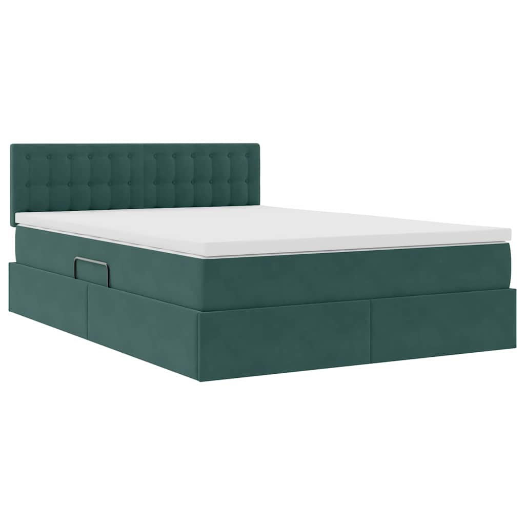 Krevet s od storage s madracem Tamnozelena 140 x 200 cm Baršun