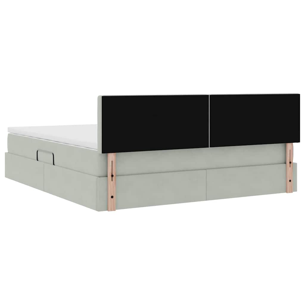 Krevet s od storage Svijetlo siva 160 x 200 cm Baršun