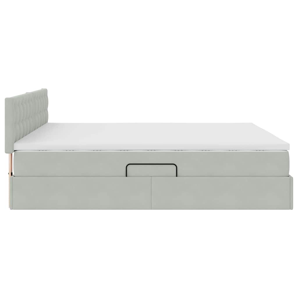 Krevet s od storage Svijetlo siva 160 x 200 cm Baršun