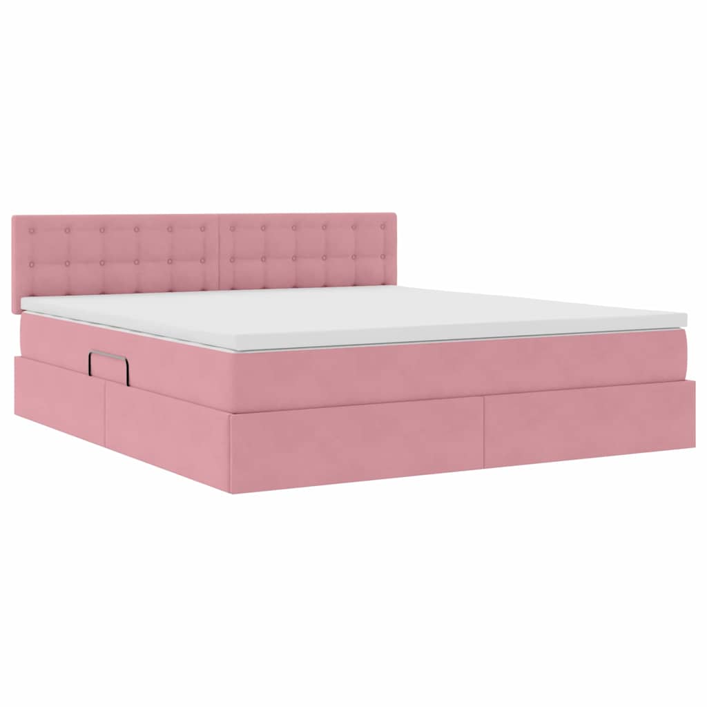 Krevet s od storage s uzglavljem Ružičasta 160 x 200 cm Baršun