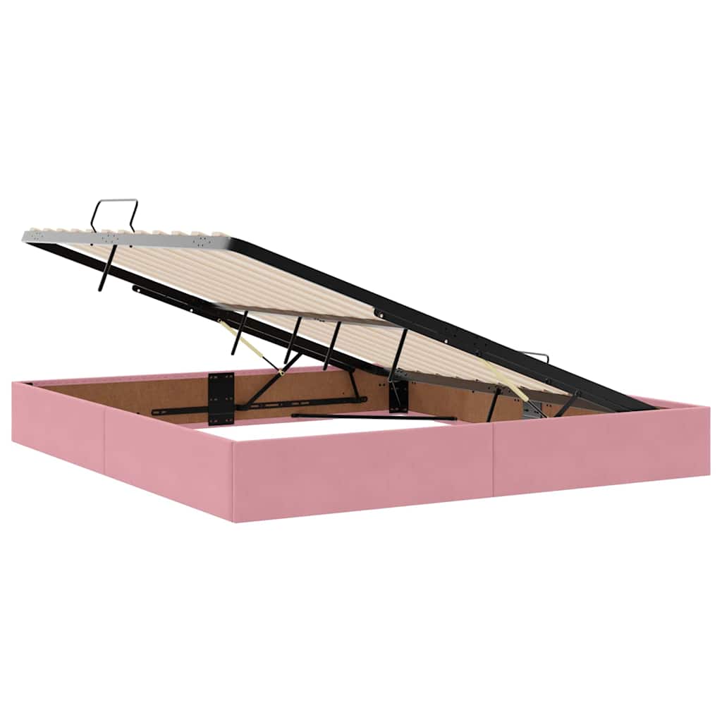 Krevet s od storage s uzglavljem Ružičasta 160 x 200 cm Baršun