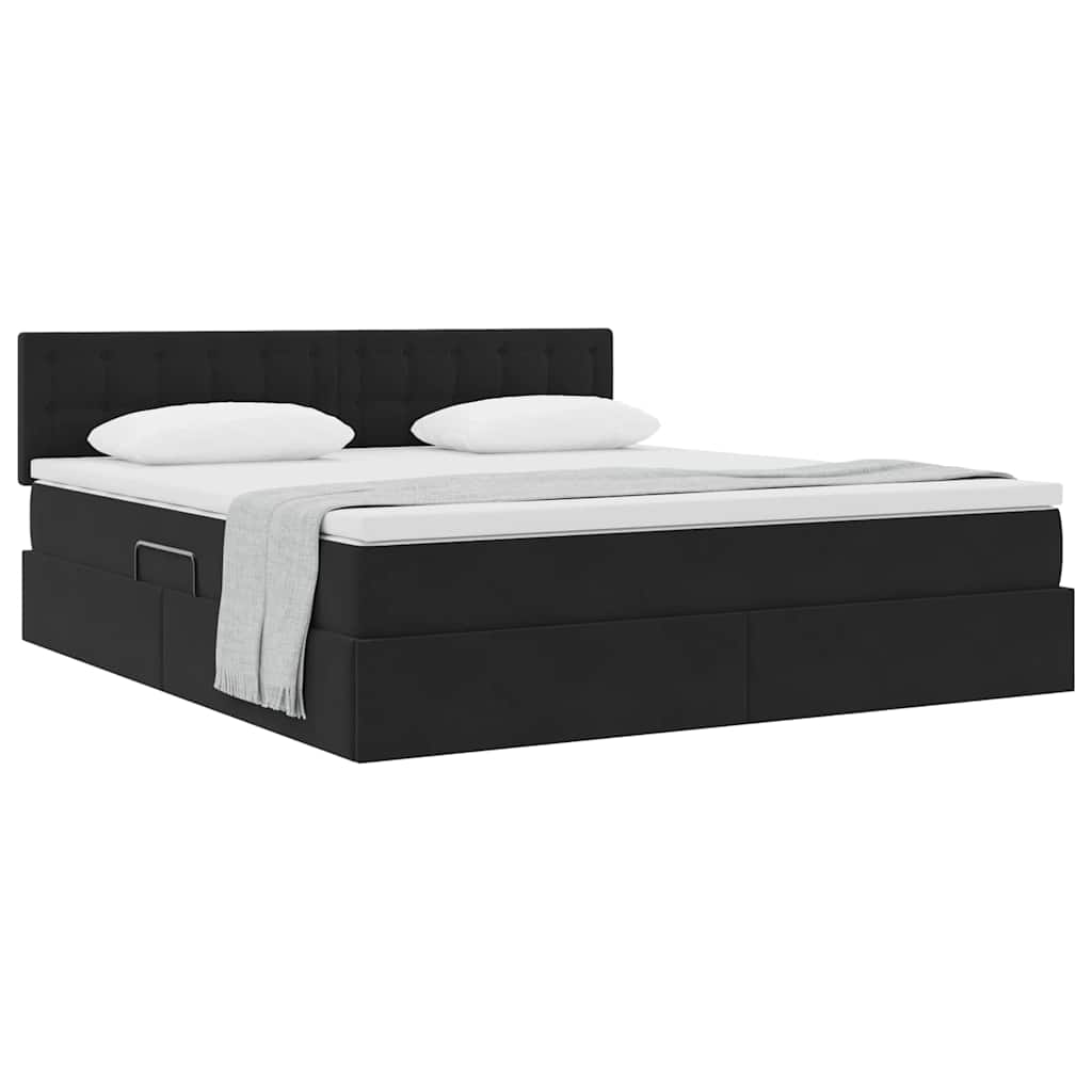 Krevet s od storage s uzglavljem Crna 180 x 200 cm Baršun