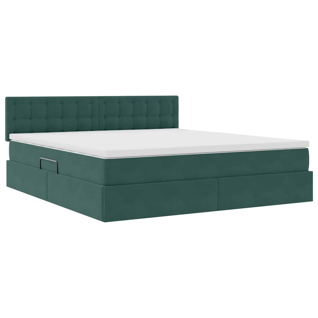 Krevet s od storage Tamnozelena 180 x 200 cm Baršun