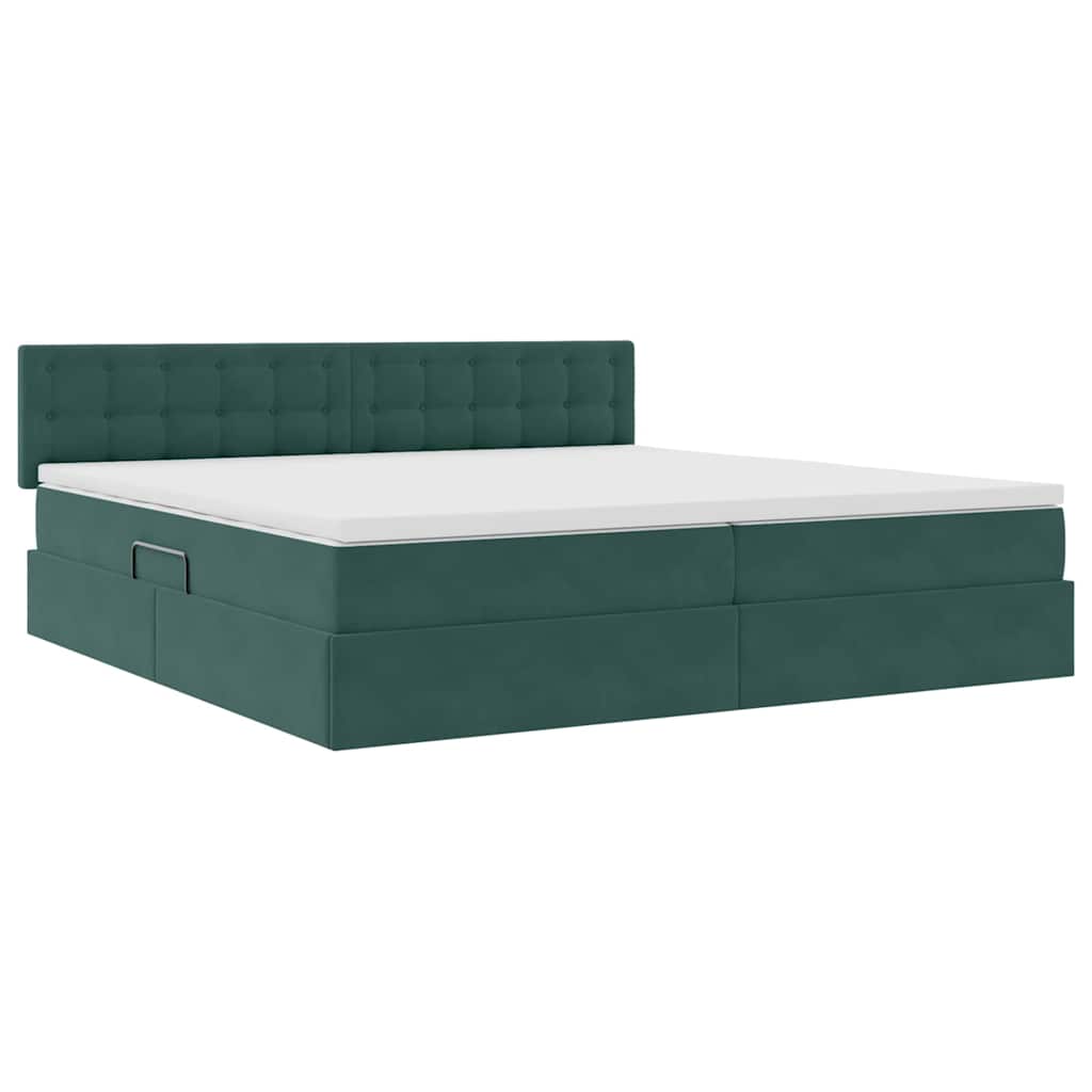 Krevet s od storage Tamnozelena 200 x 200 cm Baršun
