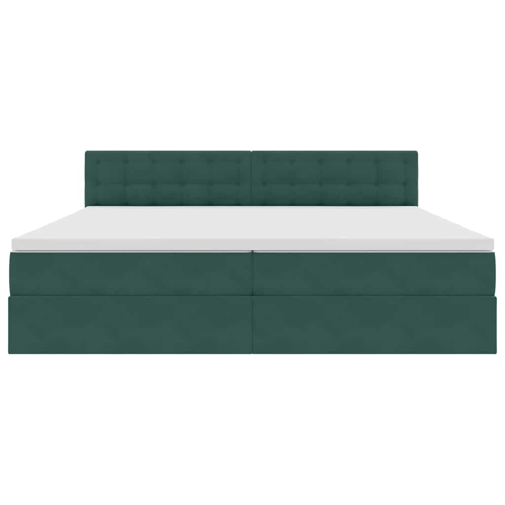 Krevet s od storage s madracem Tamnozelena 200 x 200 cm Baršun