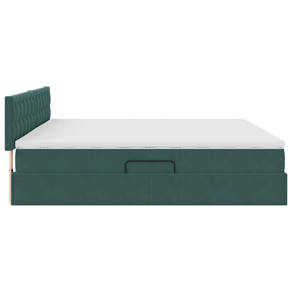 Krevet s od storage s madracem Tamnozelena 200 x 200 cm Baršun