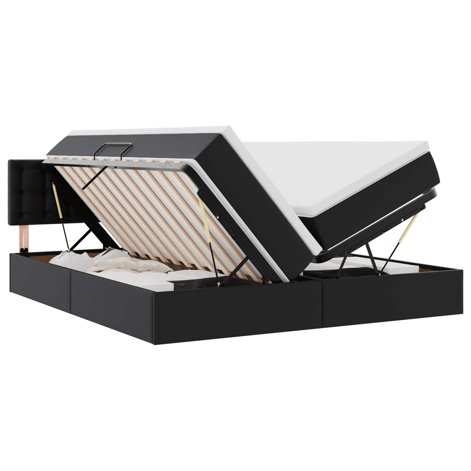 Krevet s od storage s uzglavljem Crna 180 x 200 cm Lažna koža