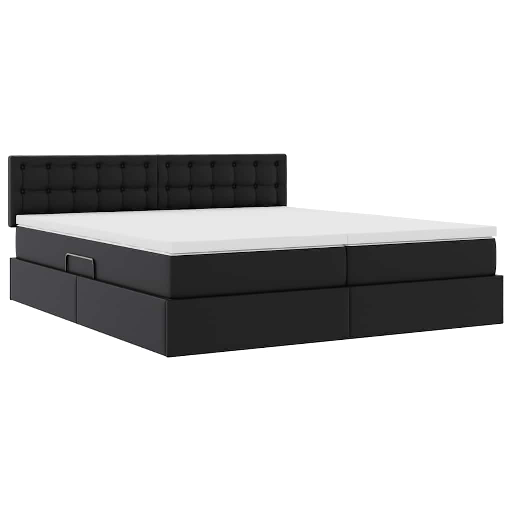 Krevet s od storage s uzglavljem Crna 180 x 200 cm Lažna koža