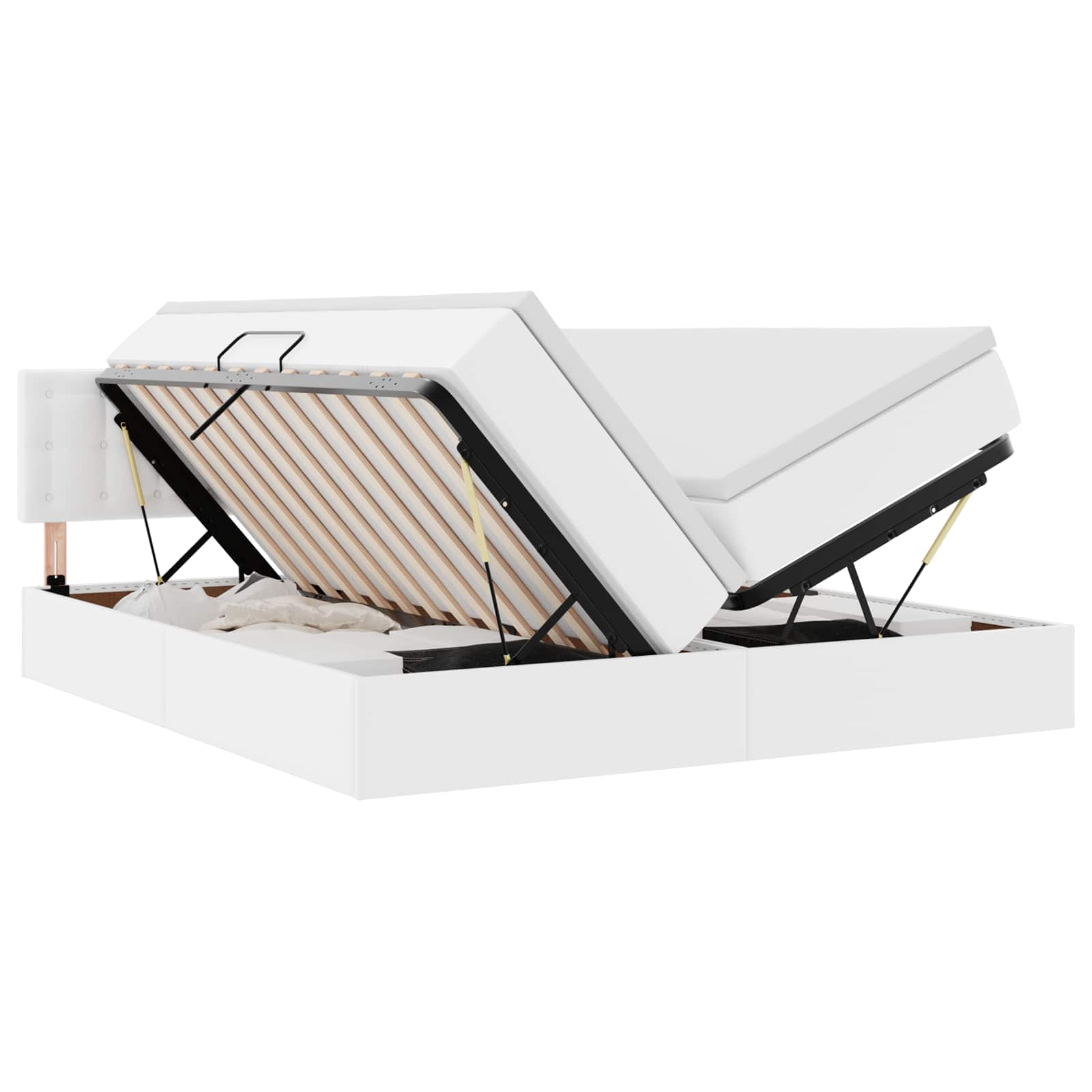 Krevet s od storage Čista bijela 180 x 200 cm Lažna koža