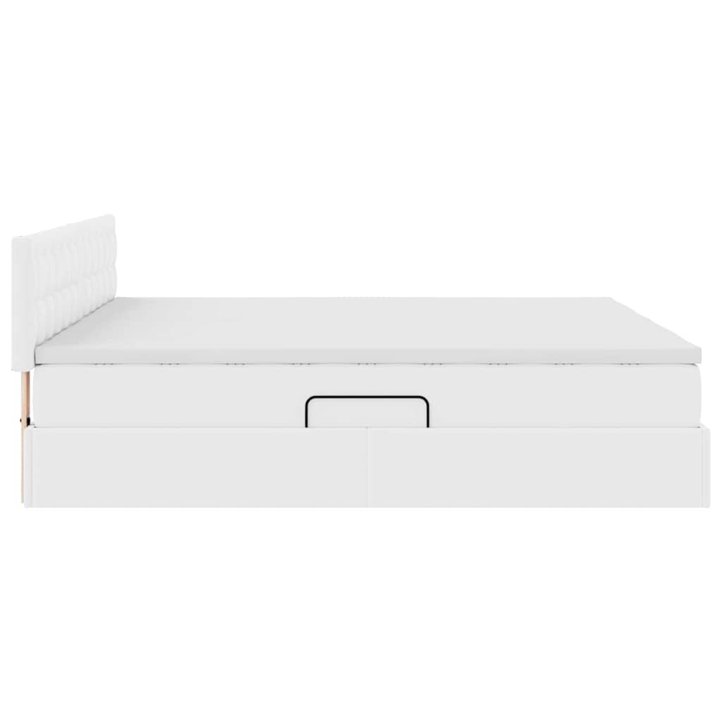 Krevet s od storage Čista bijela 180 x 200 cm Lažna koža