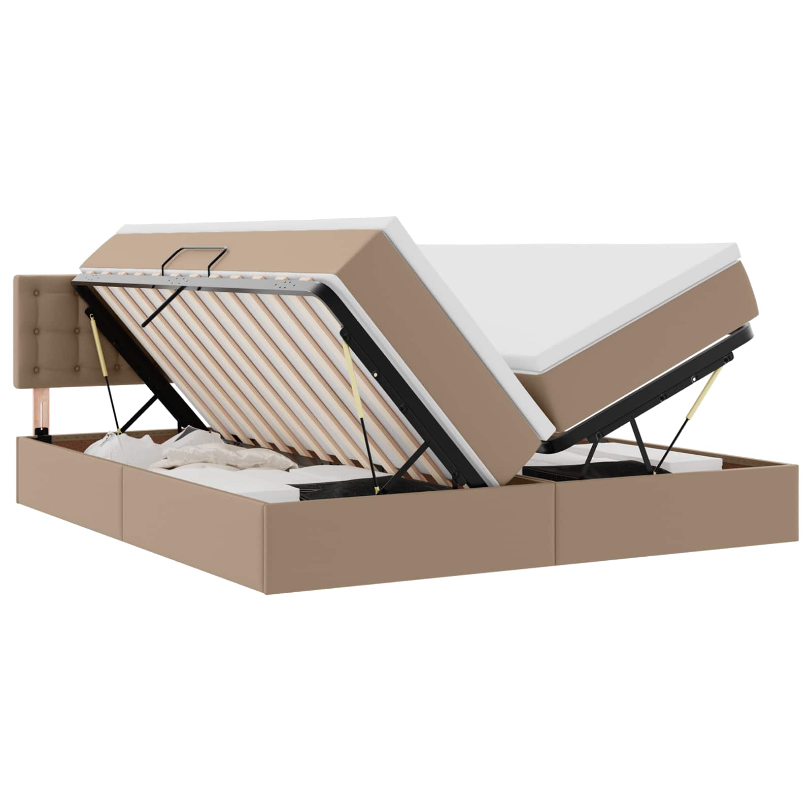 Krevet s od storage s madracem Kapućino 180 x 200 cm Lažna koža