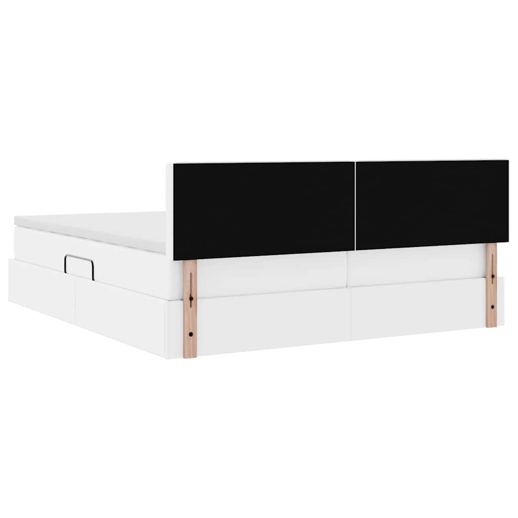 Krevet s od storage Čista bijela 200 x 200 cm Lažna koža
