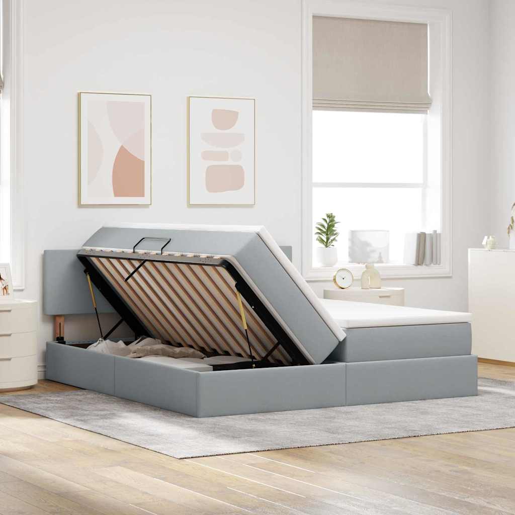 Krevet s od storage Svijetlo siva 180 x 200 cm Lažna koža
