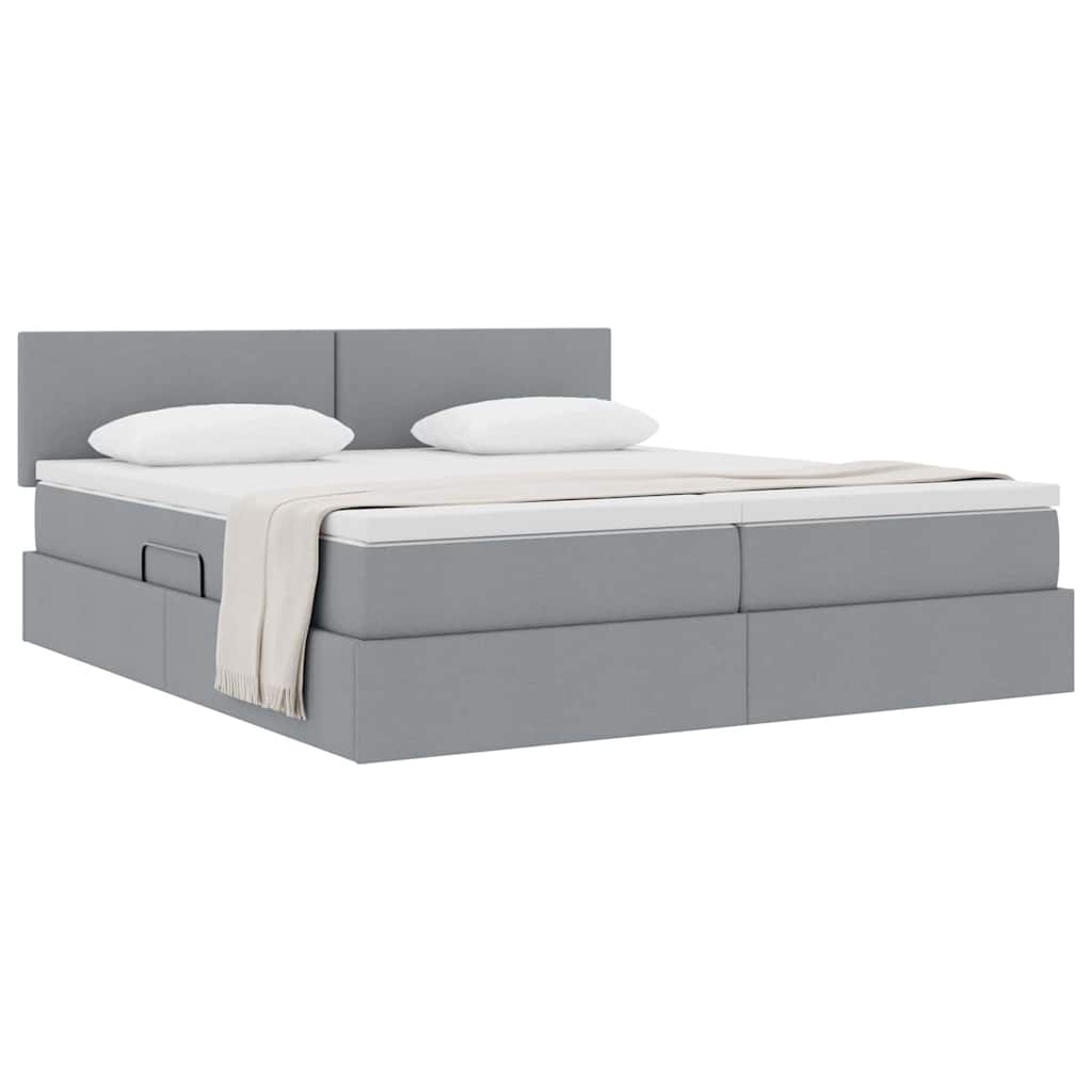 Krevet s od storage Svijetlo siva 180 x 200 cm Lažna koža