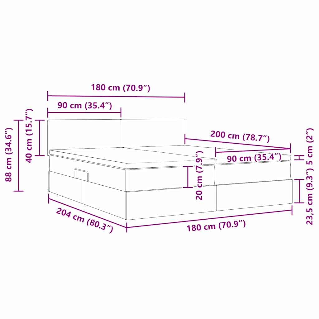 Krevet s od storage s madracem Crna 180 x 200 cm Lažna koža