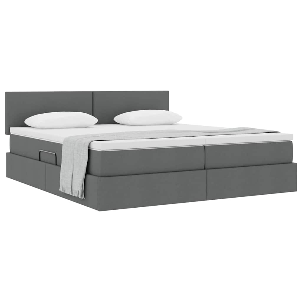 Krevet s od storage Tamno siva 200 x 200 cm Lažna koža