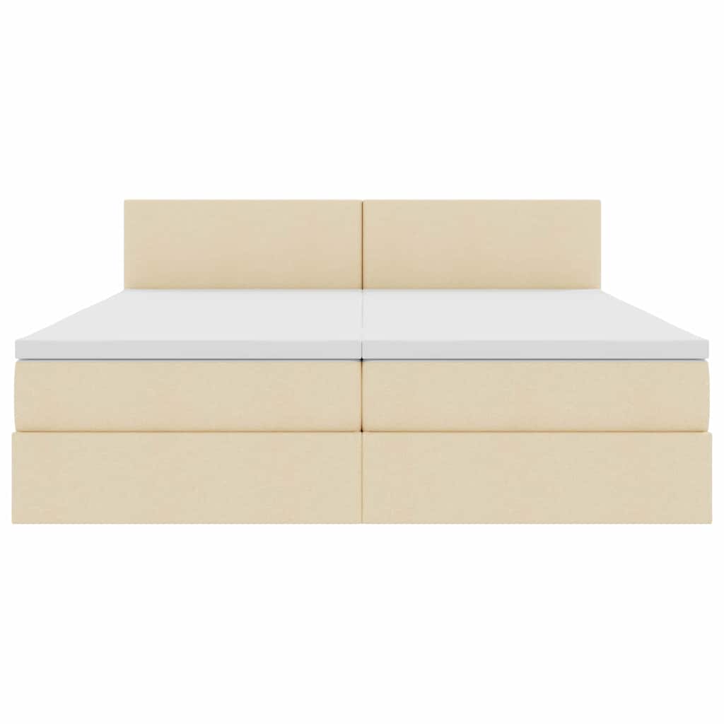 Krevet s od storage s madracem Krema 200 x 200 cm Lažna koža
