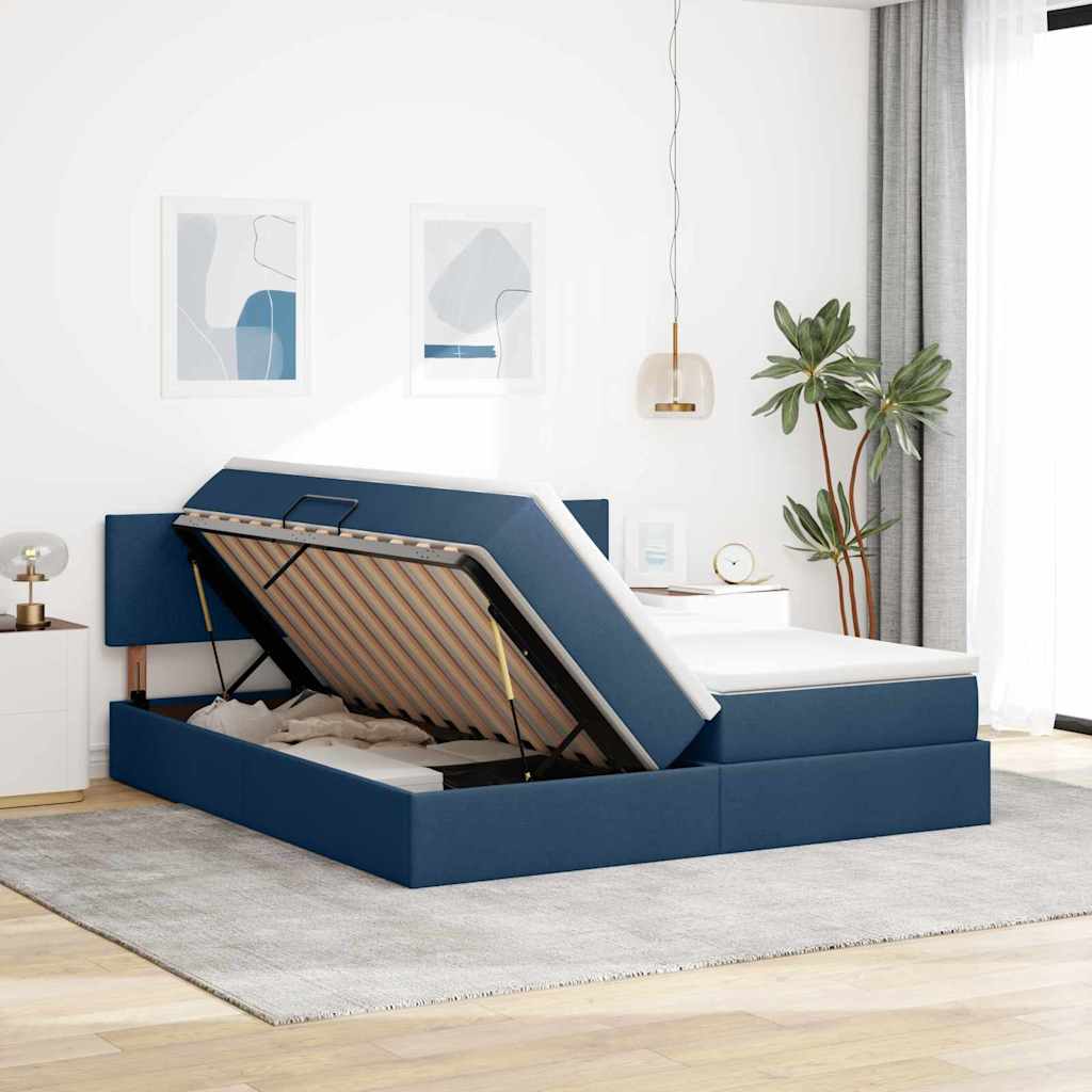 Krevet s od storage s madracem Plava 100 x 200 cm Lažna koža