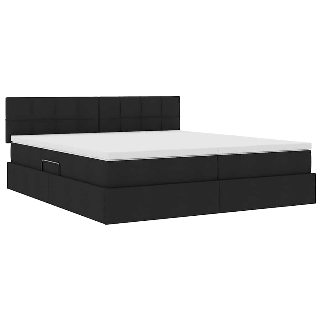 Krevet s od storage s madracem Crna 180 x 200 cm Lažna koža