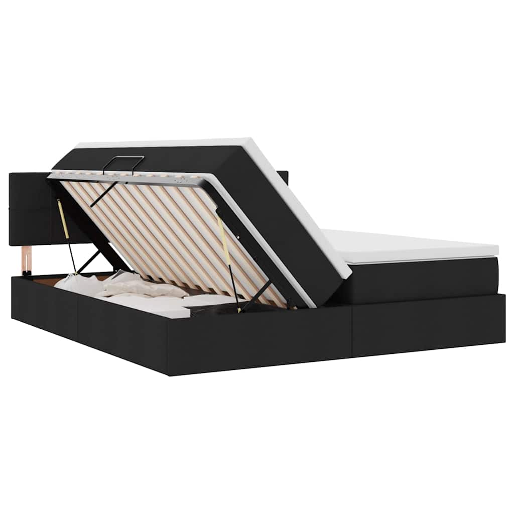 Krevet s od storage s madracem Crna 180 x 200 cm Lažna koža