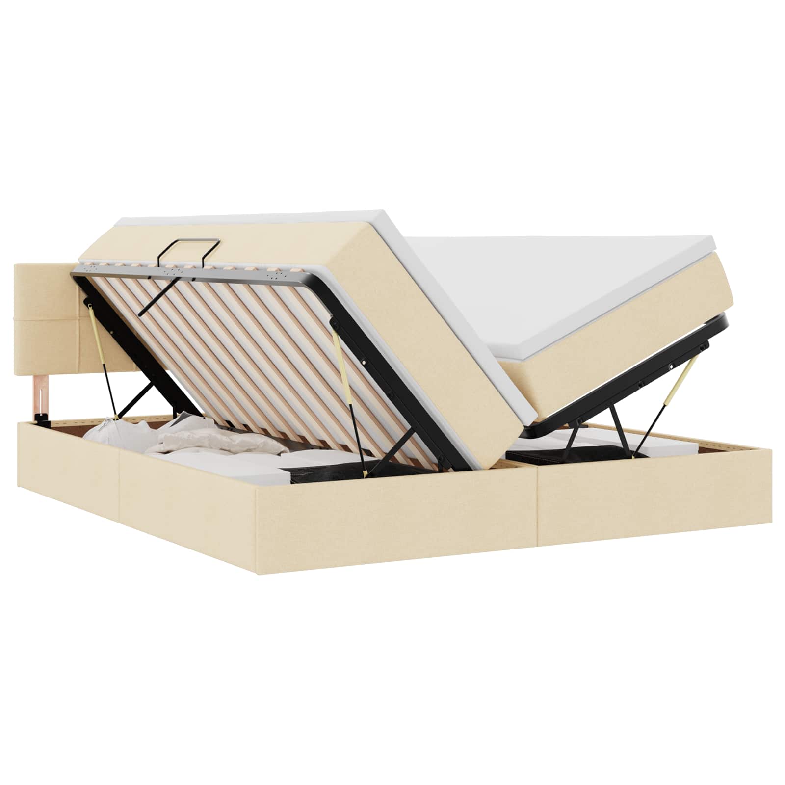 Krevet s od storage s madracem Krema 180 x 200 cm Lažna koža