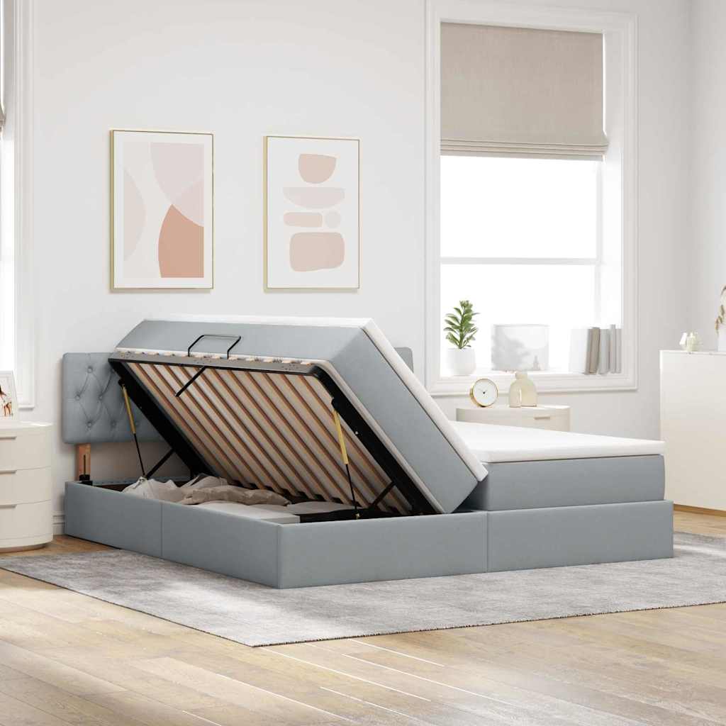 Krevet s od storage Svijetlo siva 180 x 200 cm Lažna koža
