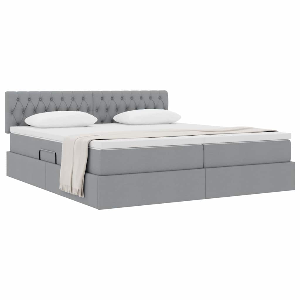 Krevet s od storage Svijetlo siva 180 x 200 cm Lažna koža