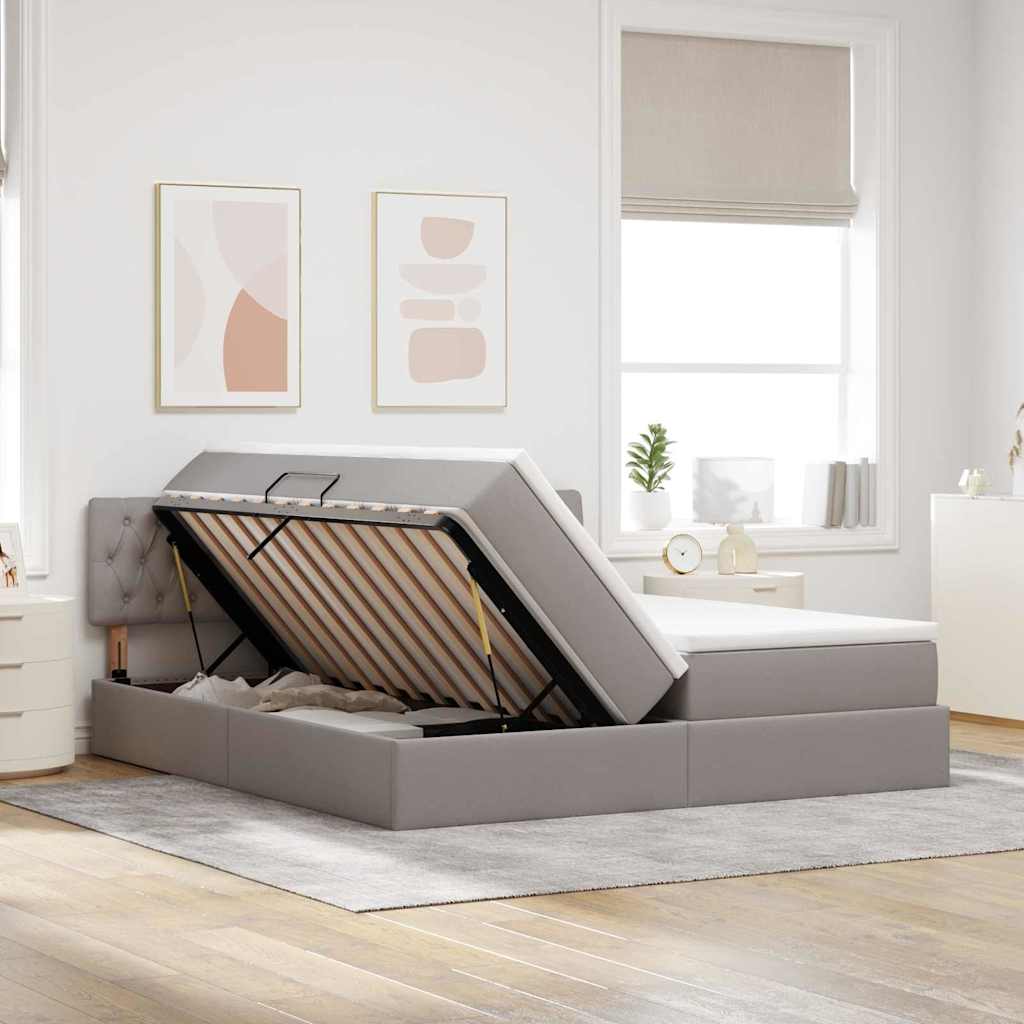 Krevet s od storage Sivo-smeđa 180 x 200 cm Lažna koža